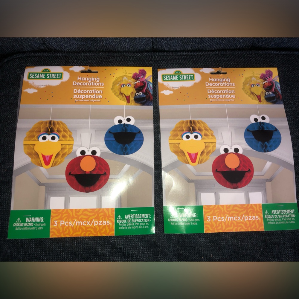 💙❤️💛 Sesame Street Hanging Decorations - Elmo , Big Bird and Cookie Monster